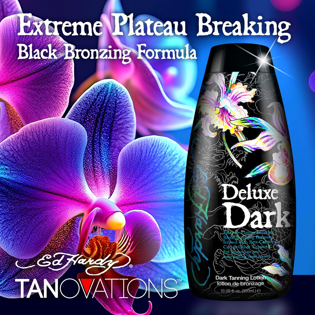Ed Hardy Tanning Deluxe Dark application spread delivers smooth, streak-free color.