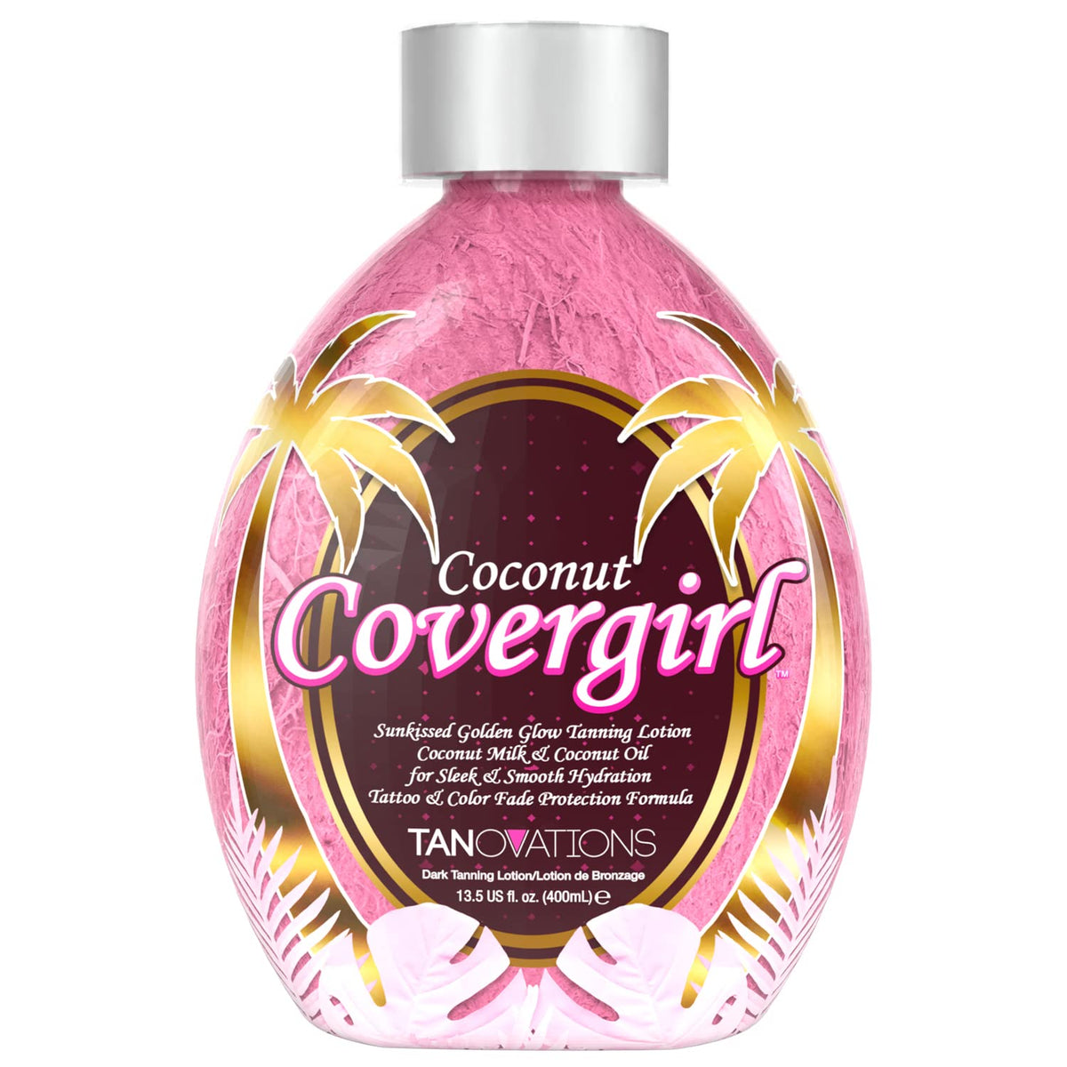 ED HARDY Tanovations Coconut Covergirl bottle pour demonstrates streak-free glow indoors or outdoors.