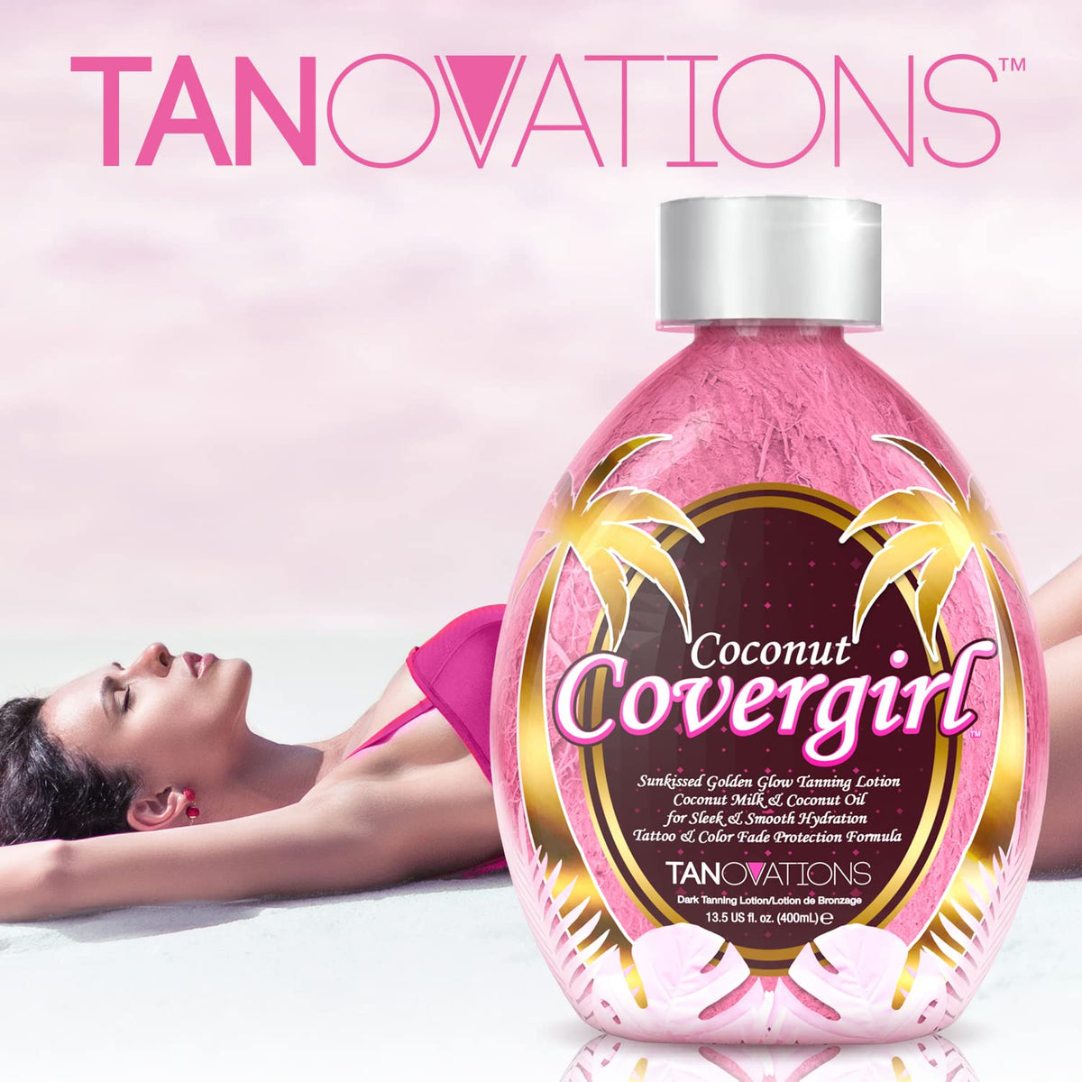ED HARDY Tanovations Coconut Covergirl glow application shows hydrating formula.
