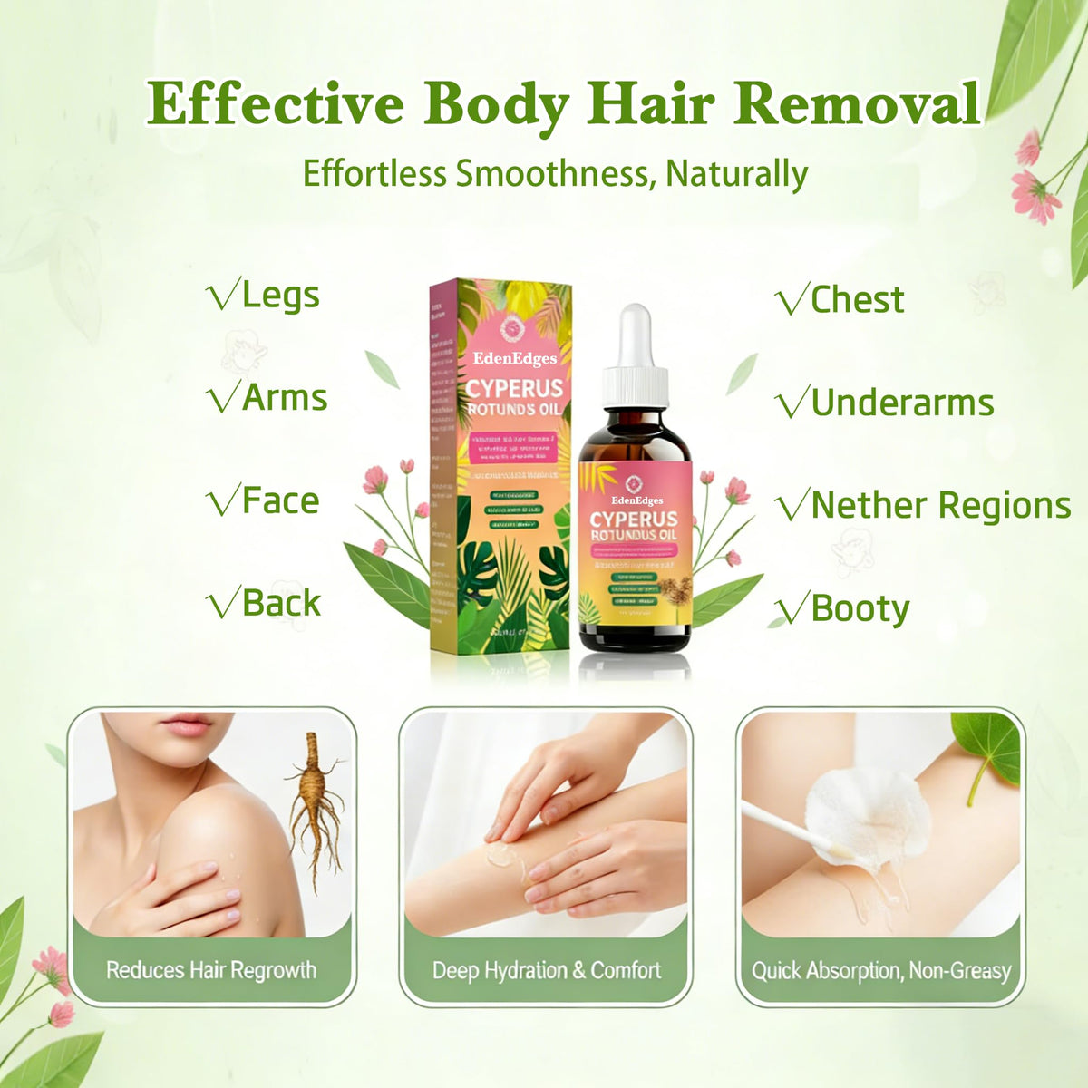 EdenEdges fast-absorbing oil demonstrates non-sticky, lightweight feel.
