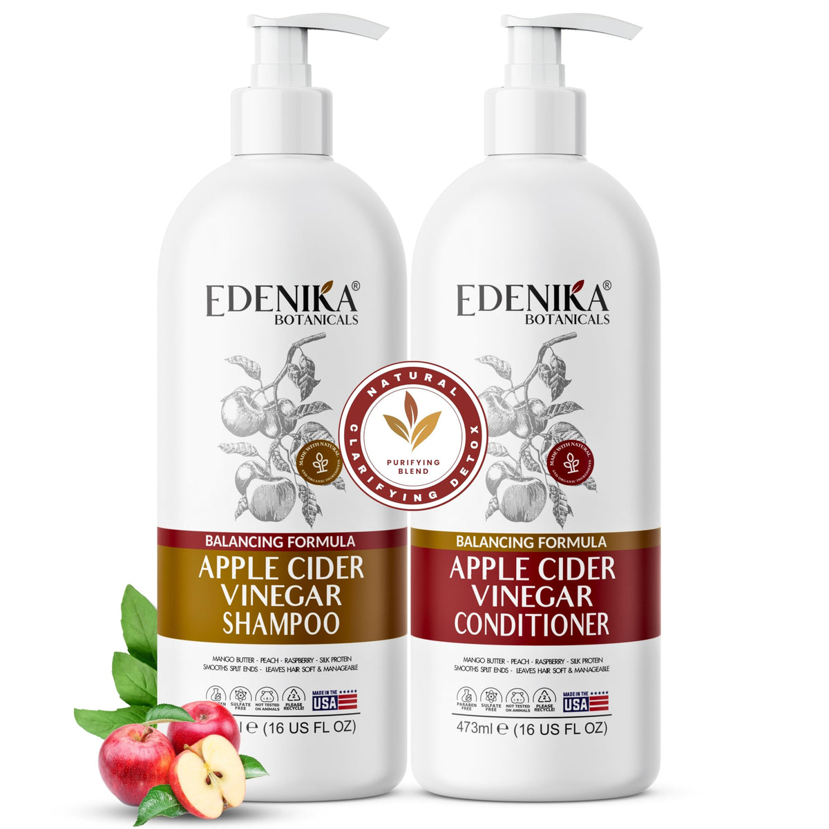 EDENIKA BOTANICALS ACV Shampoo bottle for clarifying scalp cleanse.