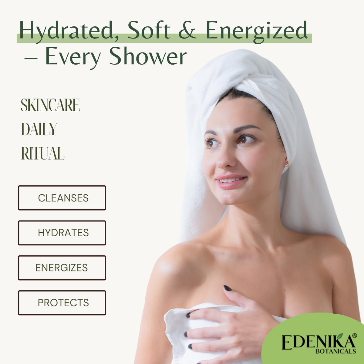 EDENIKA BOTANICALS Lemongrass ingredients closeup features aloe, chamomile, vitamin E.