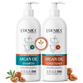 Edenika Botanicals Argan Shampoo bottle pour supports gentle cleansing for dry or damaged hair