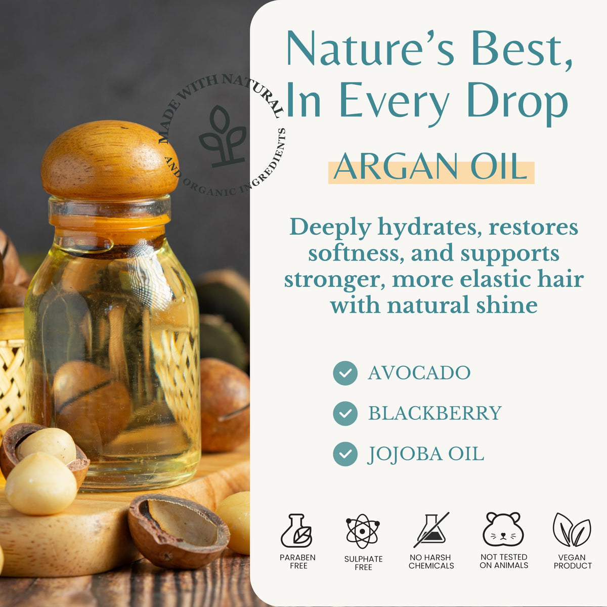 Edenika Botanicals hair shine close-up shows smooth, healthy-looking strands
