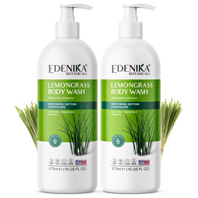 EDENIKA BOTANICALS Lemongrass body wash bottle offers a refreshing, hydrating cleanse.