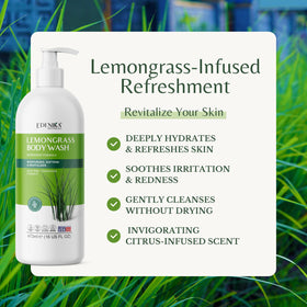 EDENIKA BOTANICALS Lemongrass body wash lather demonstrates rich foam for daily use.