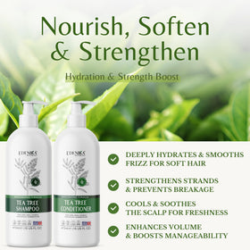 EDENIKA BOTANICALS Tea Tree Oil Conditioner bottle nourishes hair without weighing it down.