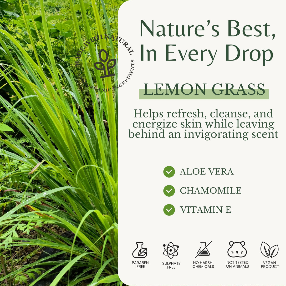EDENIKA BOTANICALS vegan sulfate-free icon signals gentle cleanse for sensitive skin.