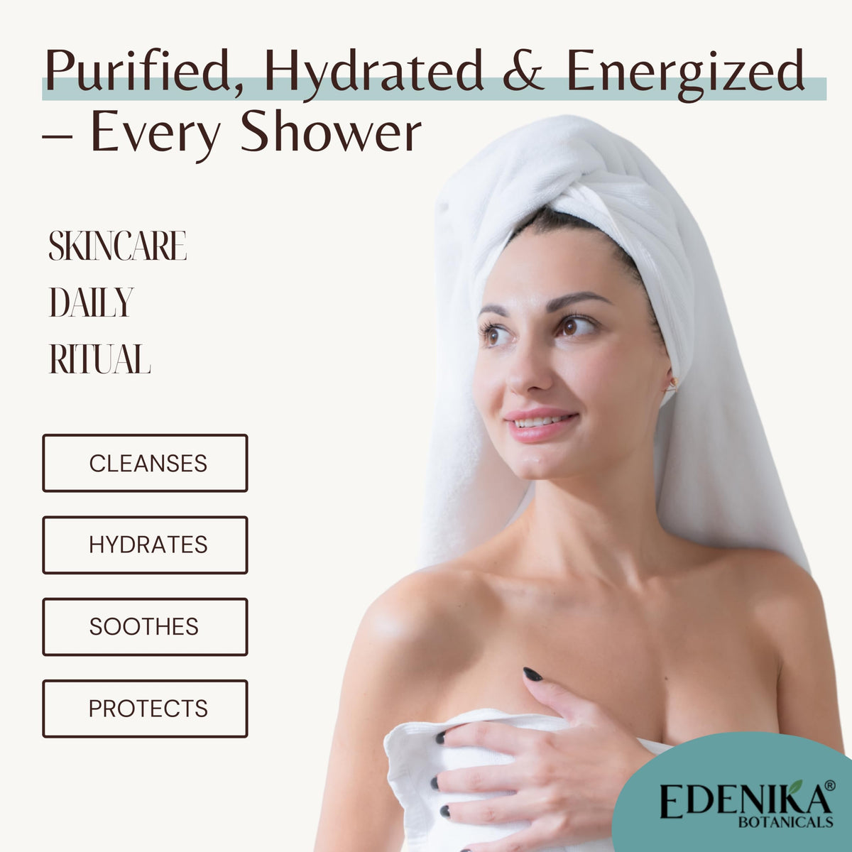 EDENIKA BOTANICALS Cocoa Butter Body Wash ingredients close-up shows Calendula and Turmeric