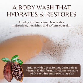 EDENIKA BOTANICALS Cocoa Butter Body Wash lather close-up reveals rich foam