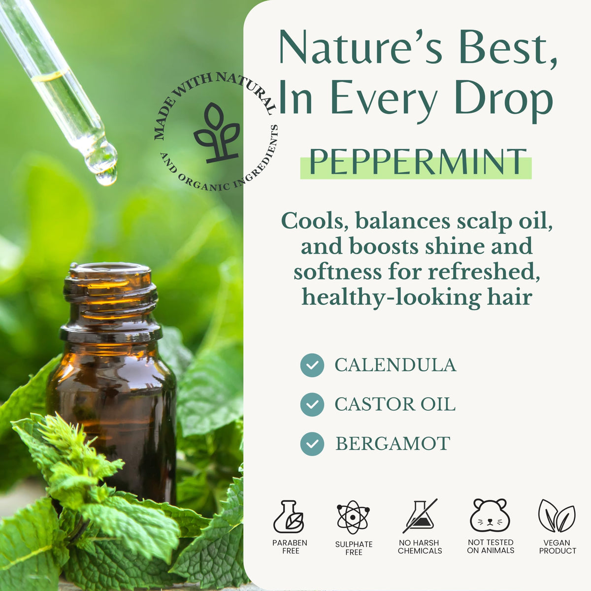 EDENIKA BOTANICALS Peppermint Shampoo scalp-relief close-up.