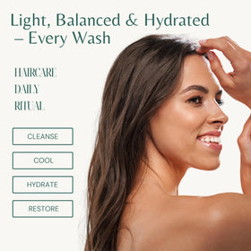 EDENIKA BOTANICALS Peppermint Shampoo on a shower shelf with natural light.