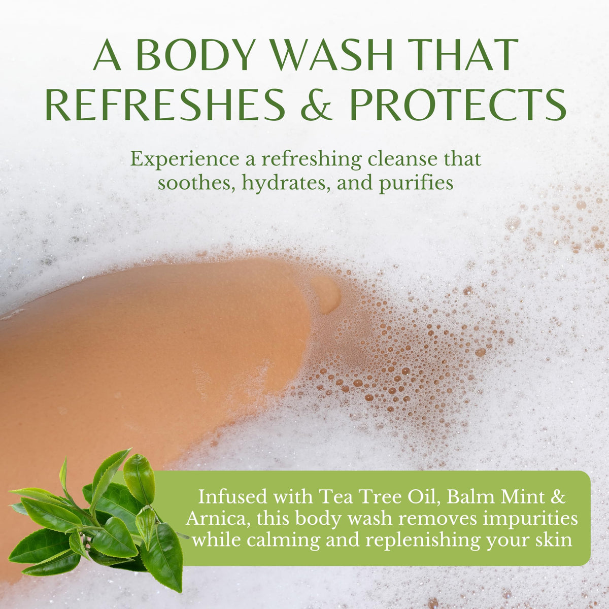 Minty-cool sensation from EDENIKA wash with arnica for soothing relief.