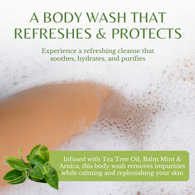 Minty-cool sensation from EDENIKA wash with arnica for soothing relief.