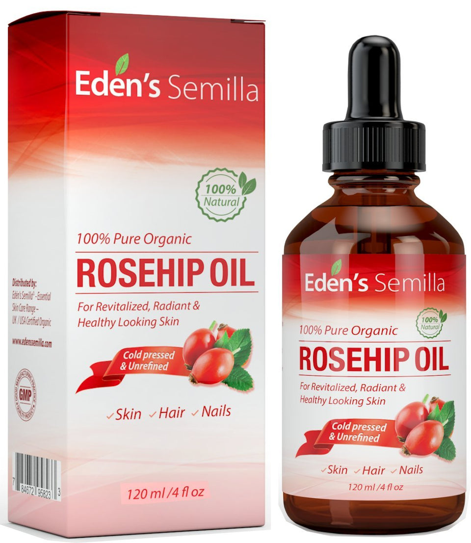 Eden's Semilla rosehip oil bottle used for daily skin hydration and nourishment