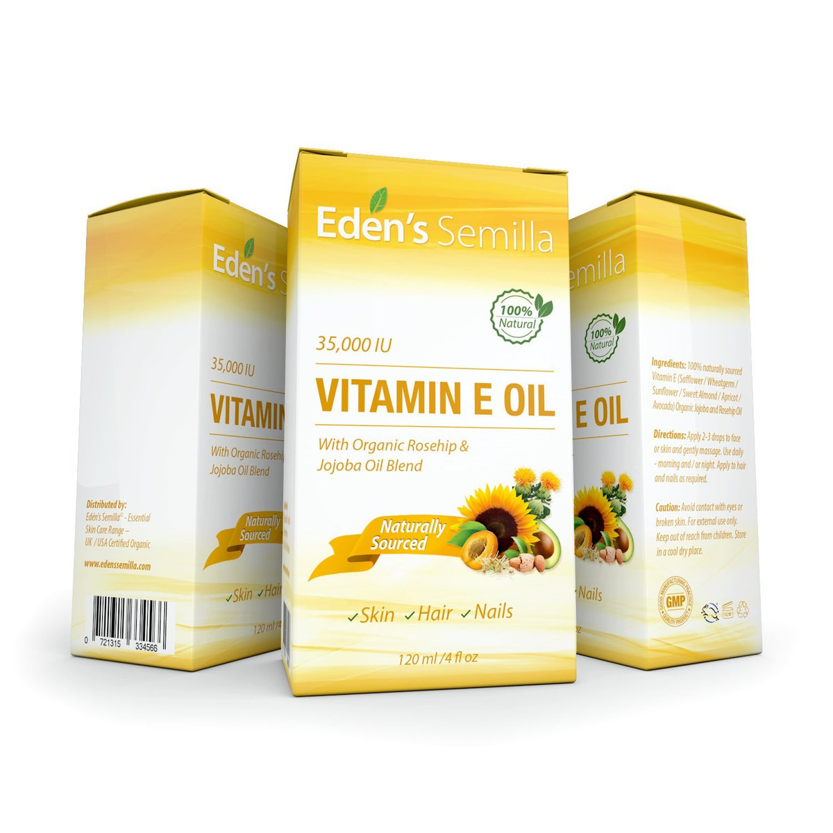 Rosehip and jojoba blend close-up in Eden's Semilla Vitamin E Oil nourishes skin