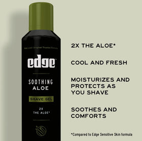 Edge Soothing Aloe Shave Gel application routine offering a smooth glide.