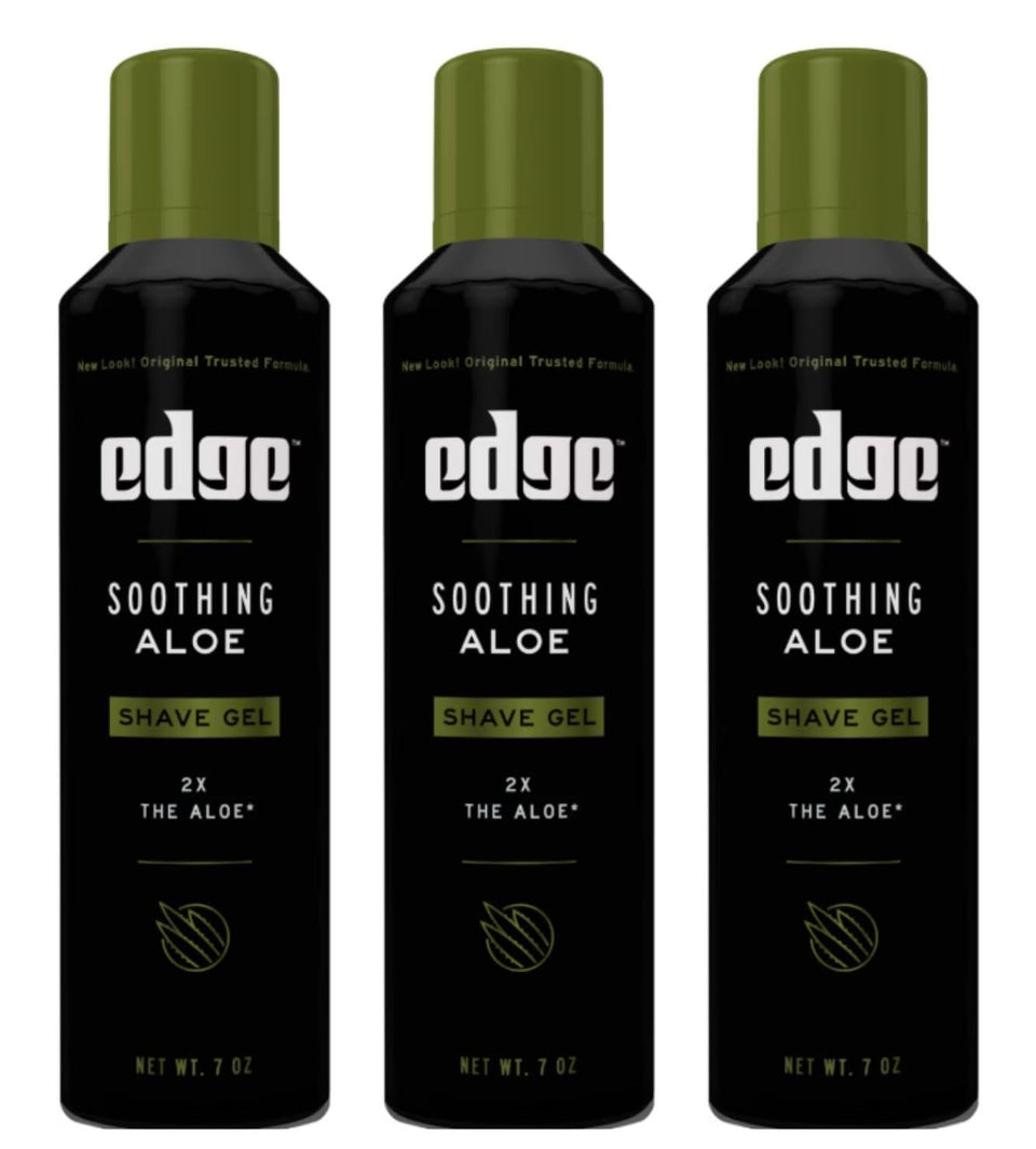 Edge Soothing Aloe Shave Gel bottle for a calm, comfortable shave.