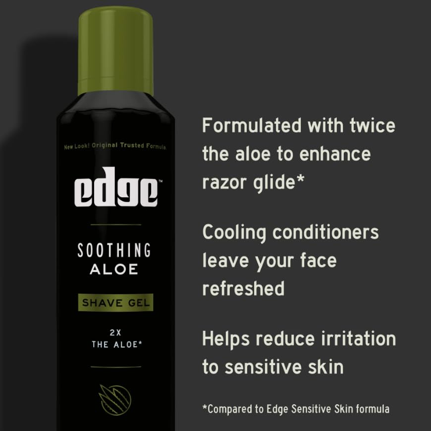Foam from Edge Aloe Shave Gel softens facial hair for easier shaving.