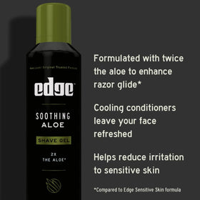 Foam from Edge Aloe Shave Gel softens facial hair for easier shaving.
