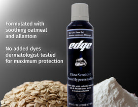 Edge Ultra Sensitive Shave Gel foam-lather close-up: rich foam for effortless shaving.