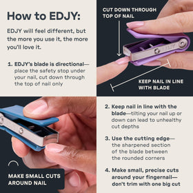 EDJY fingernail cutter featuring safety stop to prevent overcutting