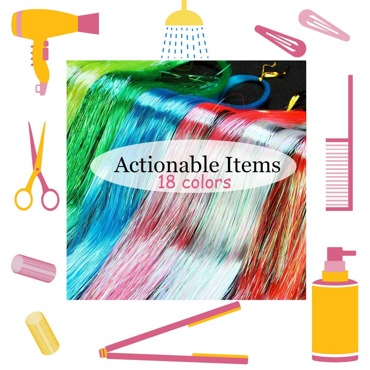 Edoneery fairy hair tinsel extensions in multiple colors for quick sparkle.