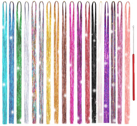 Edoneery hair tinsel in 18 colors for a dazzling 48-inch length.