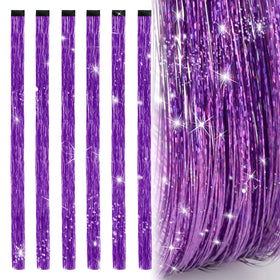 Edoneery hair tinsel 19.7-inch purple clip-on for sparkling daily looks.