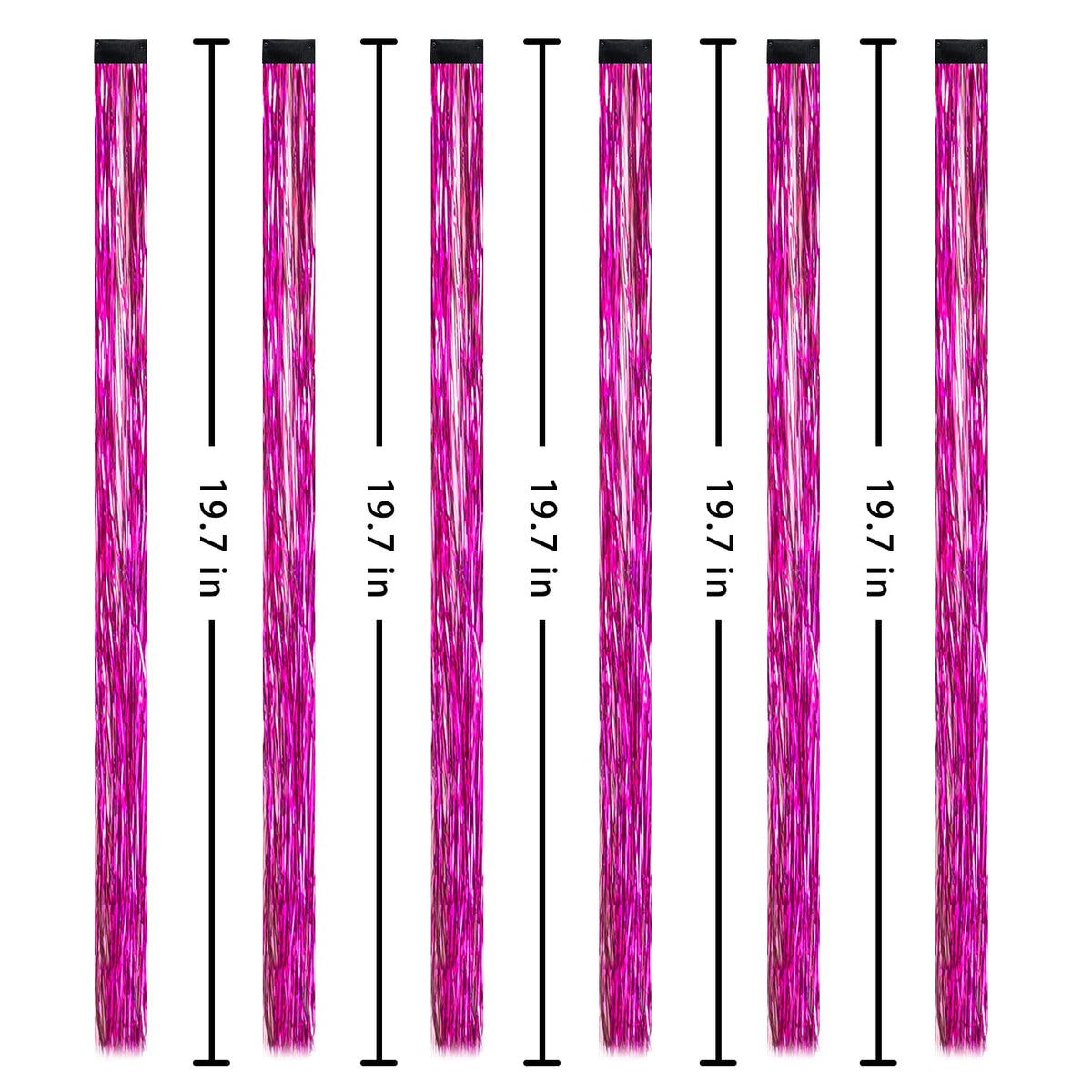 Edoneery Rose hair tinsel closeup sparkle highlighting durable polyester fibers.