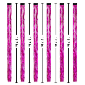 Edoneery Rose hair tinsel closeup sparkle highlighting durable polyester fibers.