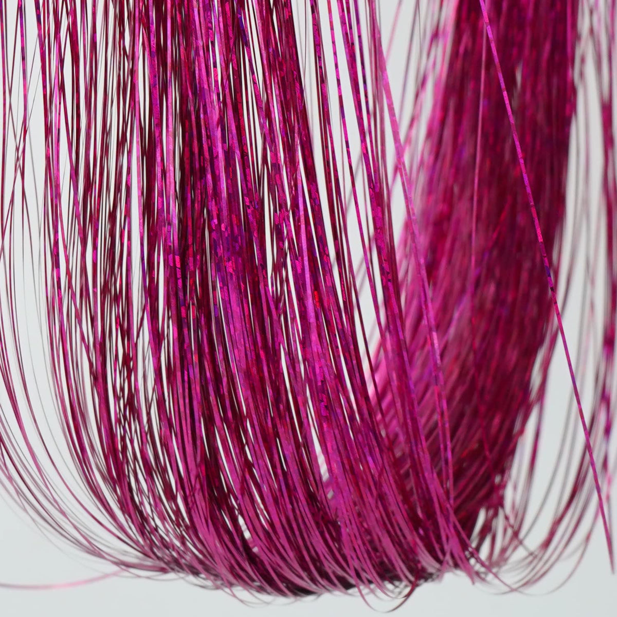 Edoneery Rose hair tinsel on hair demonstrating easy daily glam.