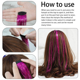 Edoneery Rose hair tinsel packaging in silver for easy storage.