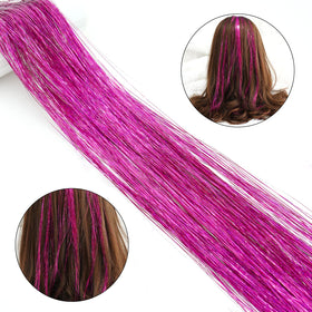 Edoneery Rose hair tinsel party look adds instant glitter.