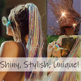 Edoneery sparkling tinsel hair with clip-on design for fast party styling.