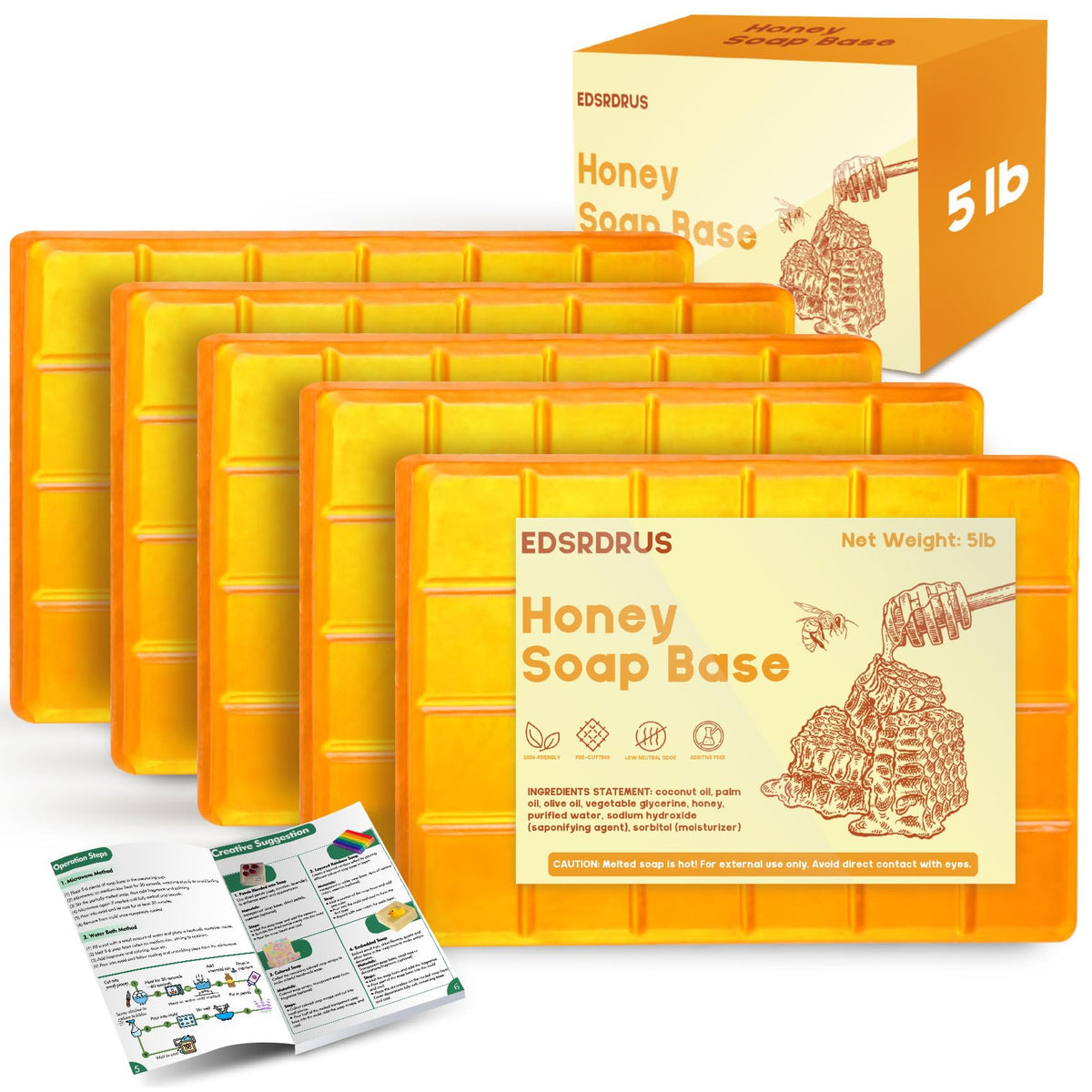 EDSRDRUS 5lb glycerin soap base slab for bulk DIY soap making