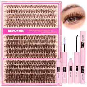 Eefofnn brown lash clusters 30P close-up for natural daily look