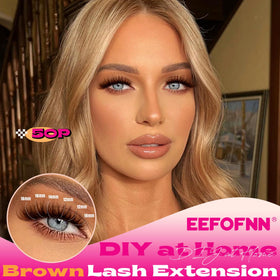 Eefofnn brown lash clusters 50P close-up for fuller wispy effect