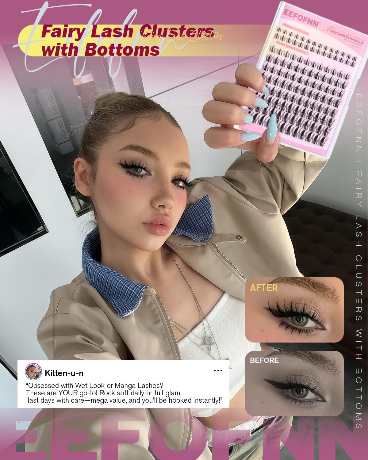 Eefofnn Fairy lash clusters 8-16mm, bold yet wearable for daily and special looks.