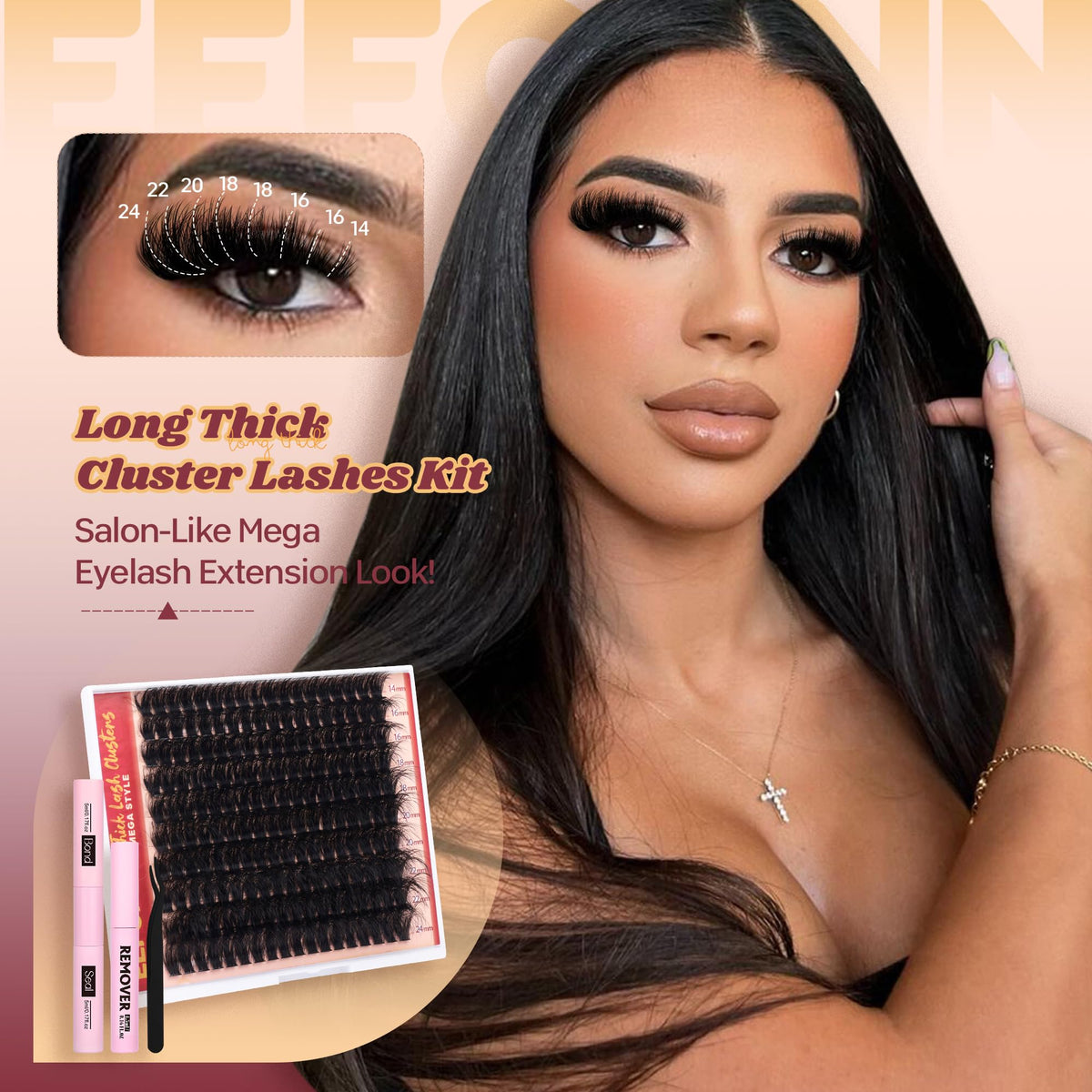 Eefofnn Fluffy Lash Clusters Kit bond-and-seal-glue for secure yet gentle adhesion.