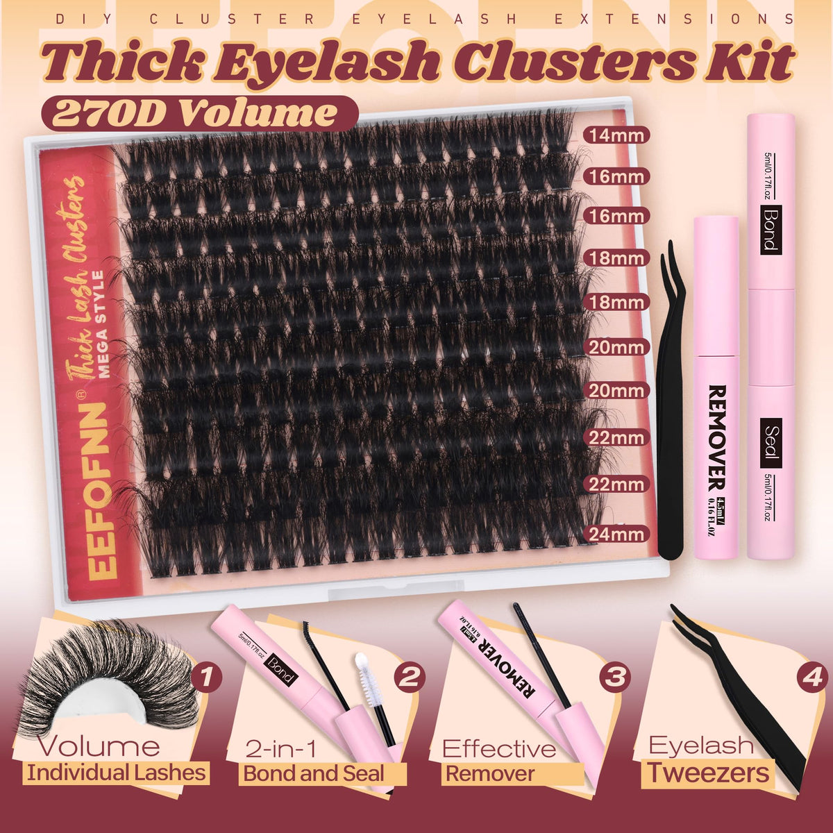 Eefofnn Tweezers for precise, salon-like placement during apps.