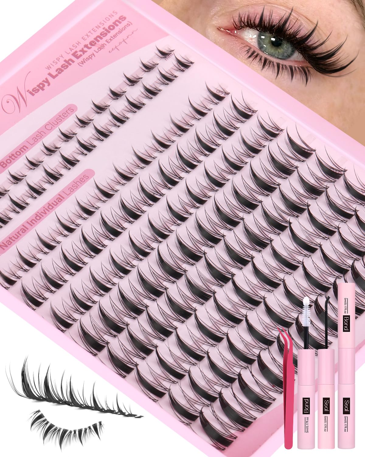 Eefofnn Manga Lash Clusters Kit box displayed for at-home use.