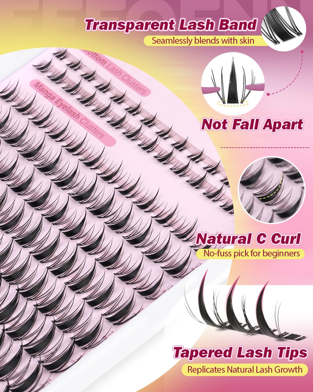 Eefofnn Premium tweezers and lash bond seal for precise application.