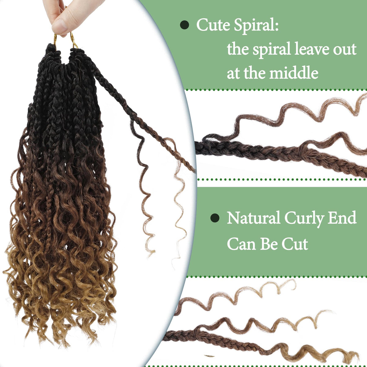 Curly ends detail on EERYA Goddess Box Braids 10 inch for playful texture
