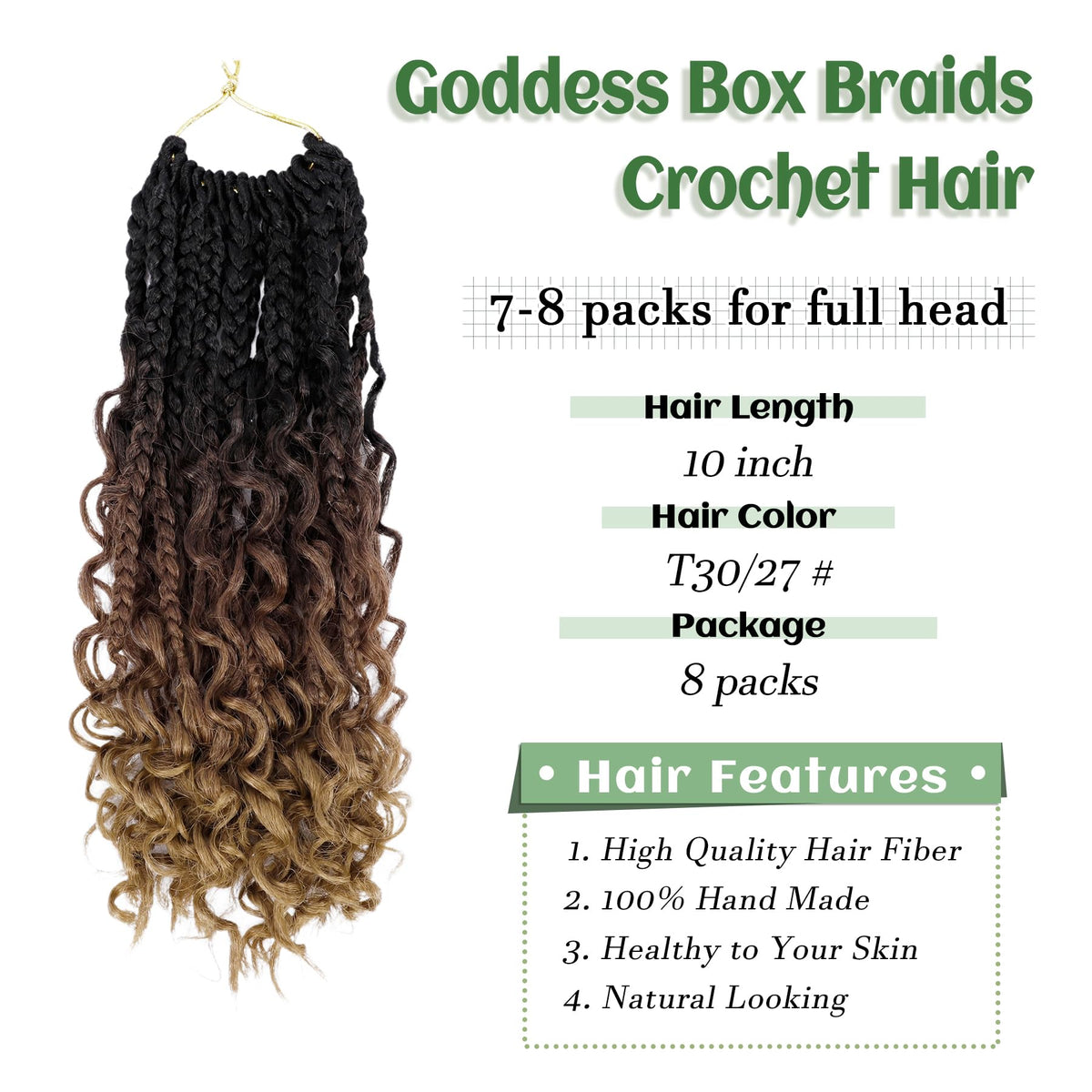 Closeup of EERYA Goddess Box Braids 10 inch pre-looped design for quick install
