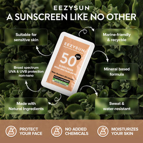 EEZYSUN face application demonstrates lightweight, non-greasy mineral sunscreen for the face