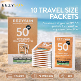 EEZYSUN travel-size packets ideal for quick sun care on the go