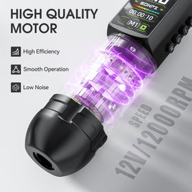 Effeer tattoo pen with LED display for voltage control during sessions.