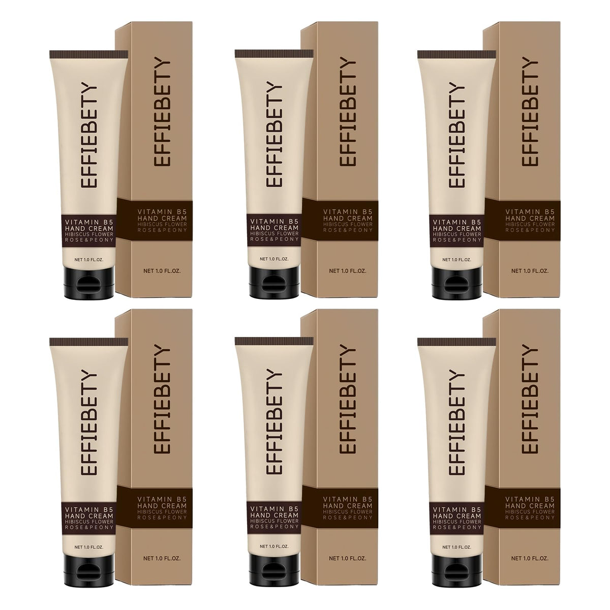 Effiebety Vitamin B5 Hand Cream pack of 6 bottles for portable hydration