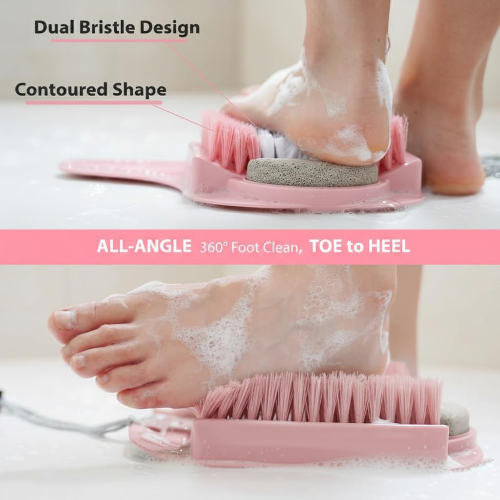 Efforest pink scrubber built-in pumice stone for dead skin removal
